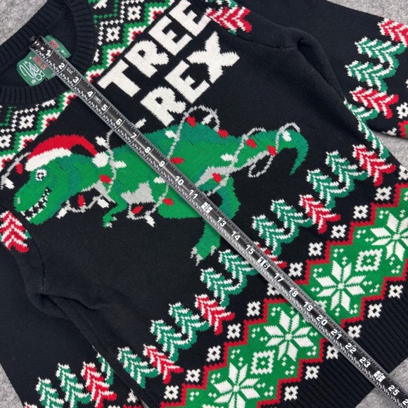 Ugly Christmas Sweater Womens Tree Rex Dinosaur Lights Knit Pullover Size S - Picture 7 of 8